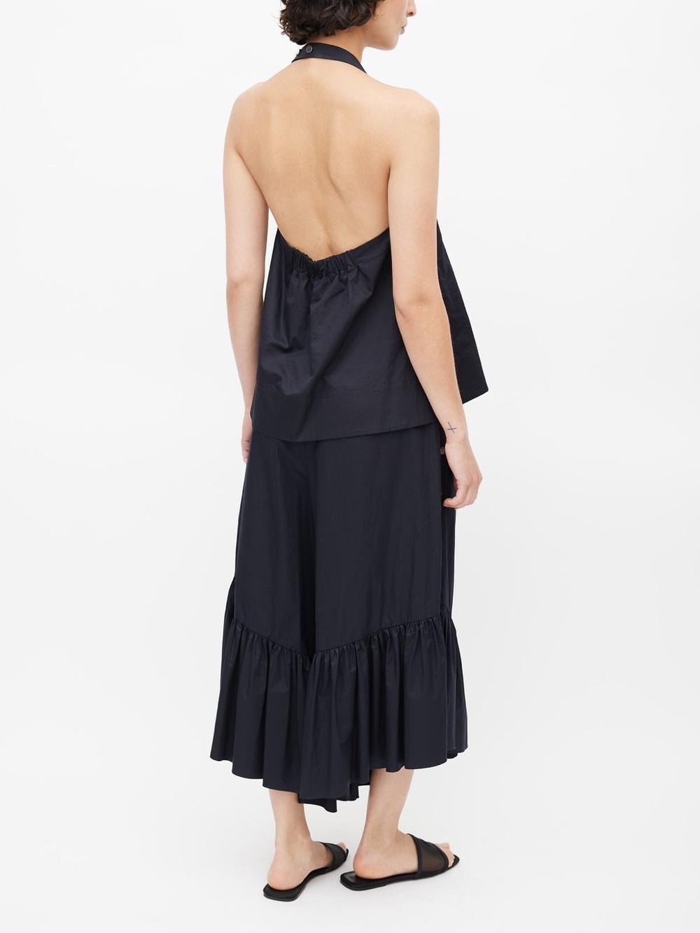 TIBI Ruffle Poplin Culottes In Black - Picture 3 of 11